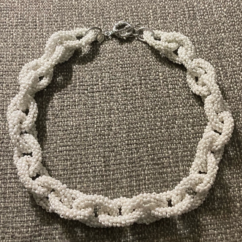 TALBOTS Chunky Pearl Seed Bead Chain Link Choker